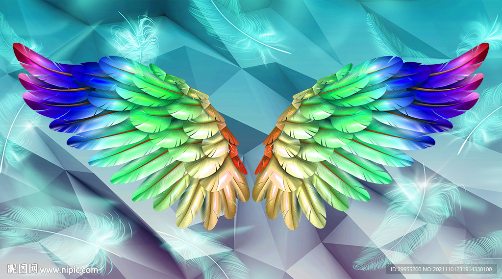 彩色翅膀背景墙