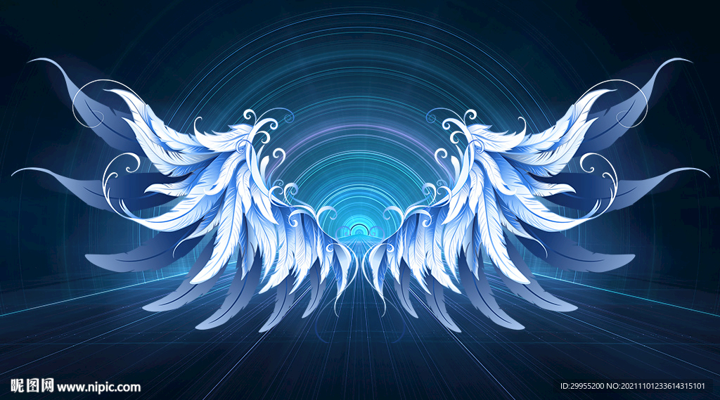 蓝色科幻网红背景墙