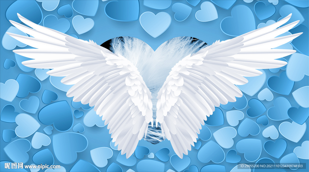 网红爱心翅膀背景墙