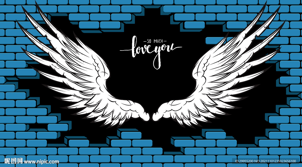 3D立体砖墙翅膀网红背景墙