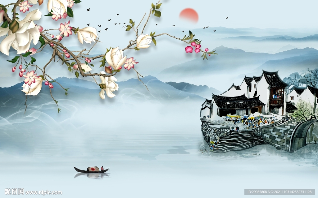 最新高端山水墙画 TIF分层