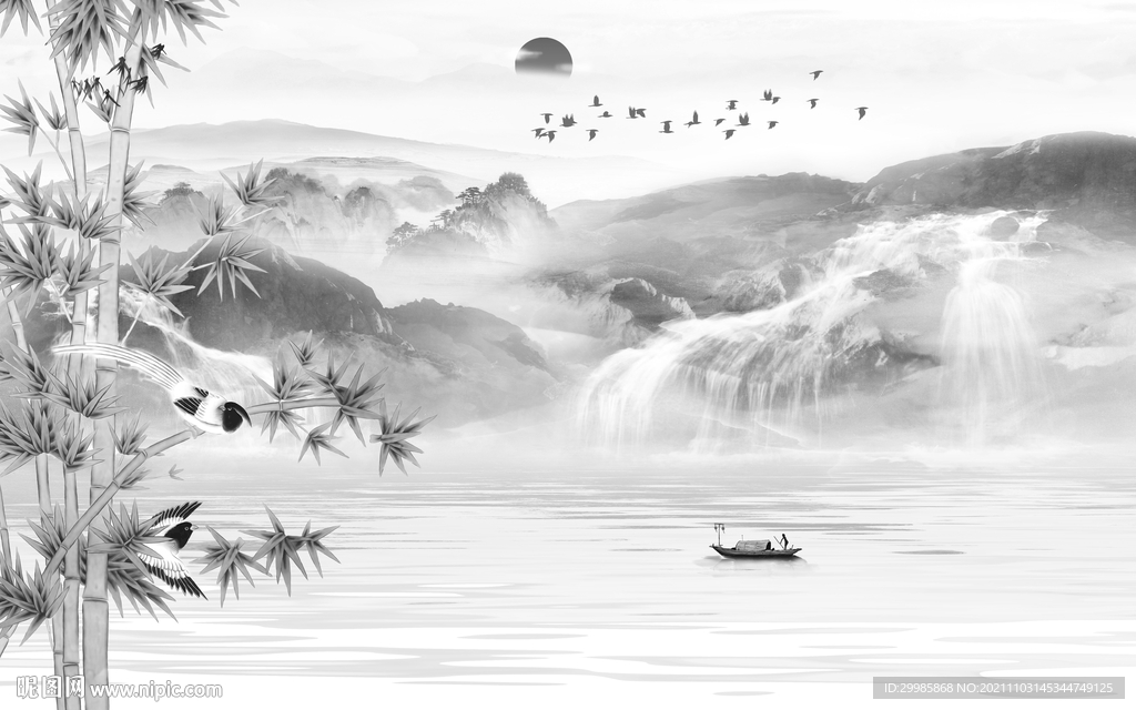 最新简约灰色山水 TIF文件