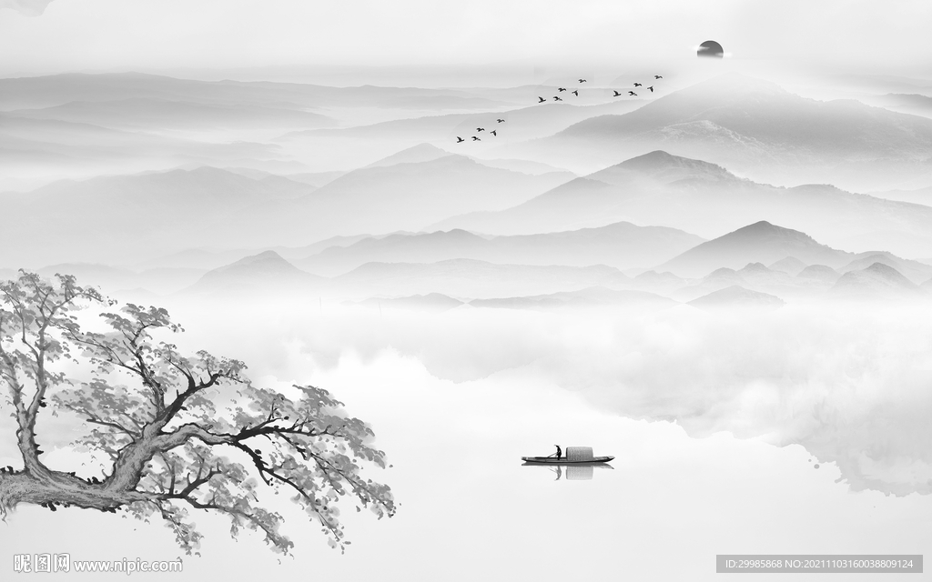 简约灰色客厅山水 TIF文件