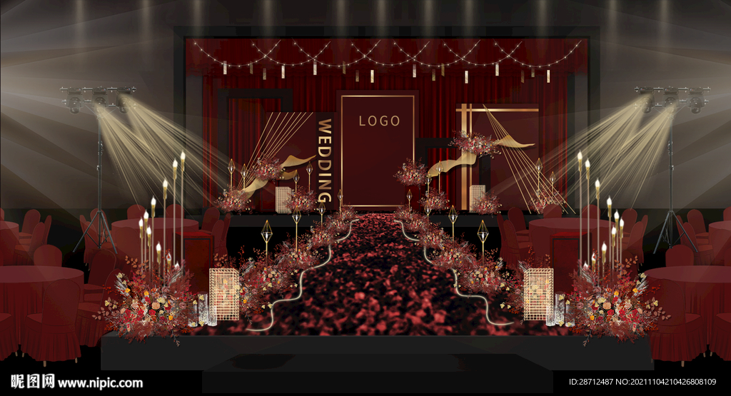 红黑色婚礼效果图