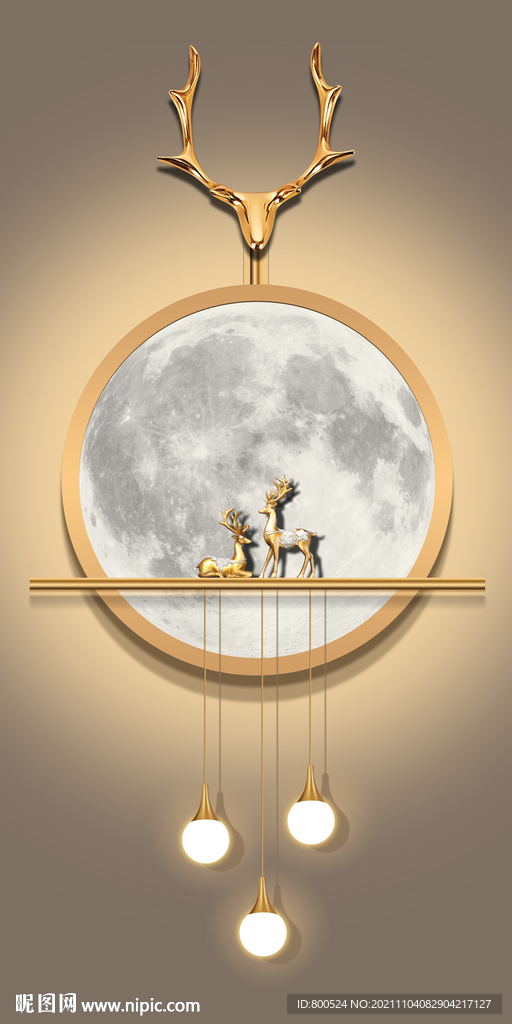 光影几何麋鹿月亮玄关