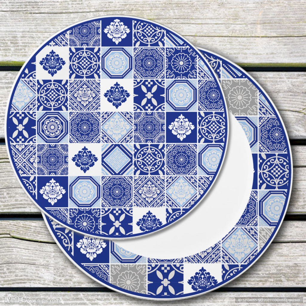 陶瓷青花盘花纹