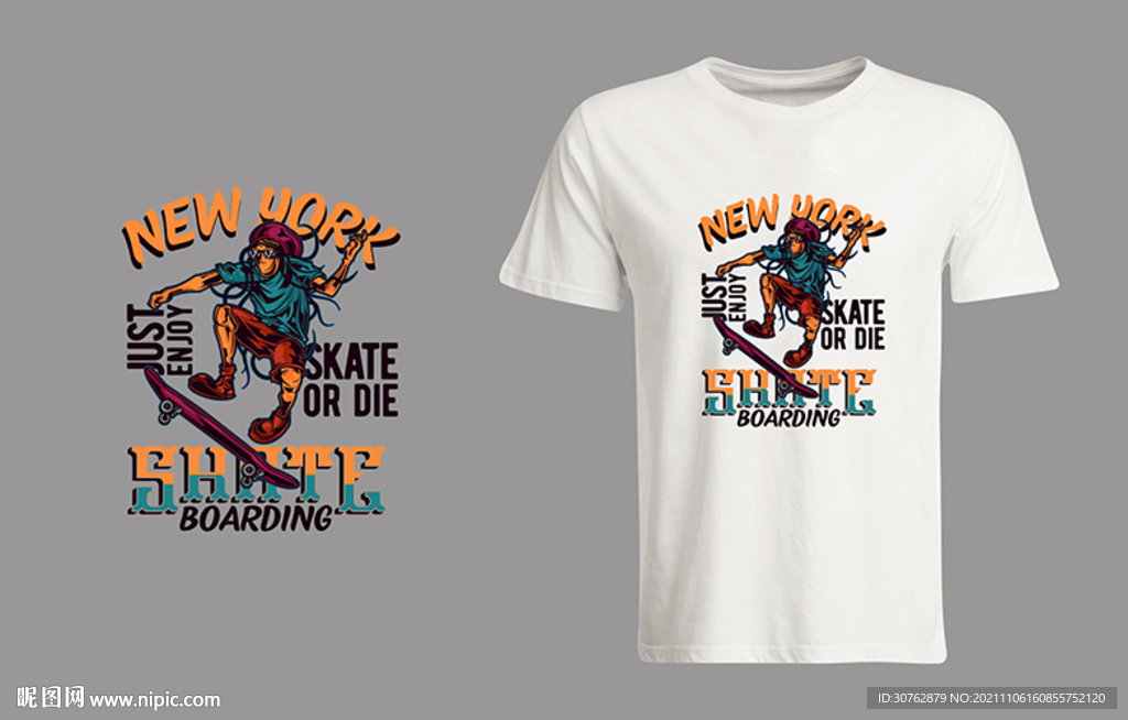 大牌印花T恤滑板潮牌街头嘻哈涂