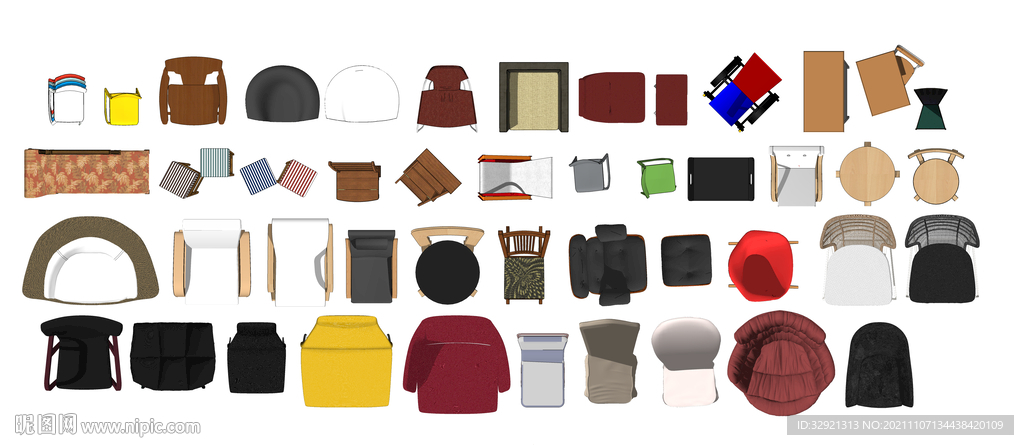 休闲椅沙发高清彩平素材PSD