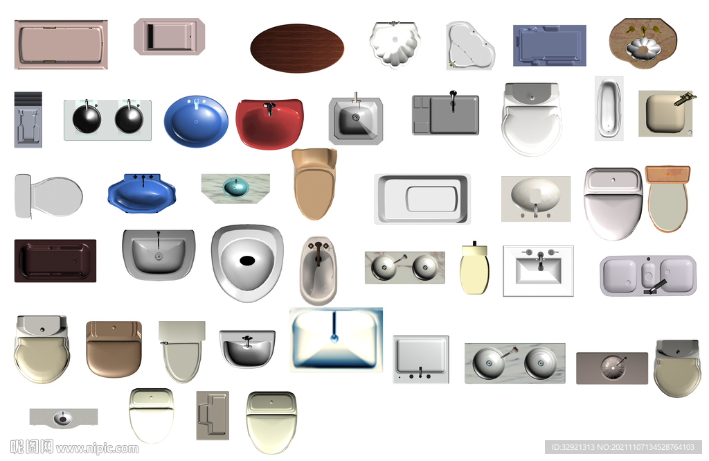 卫生间洁具高清彩平素材PSD