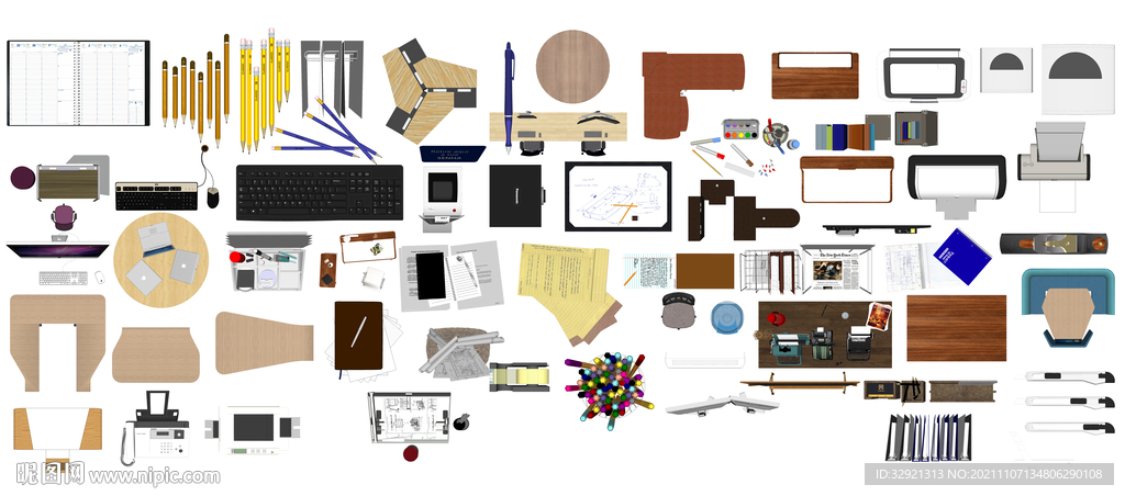 办公图块高清彩平素材PSD