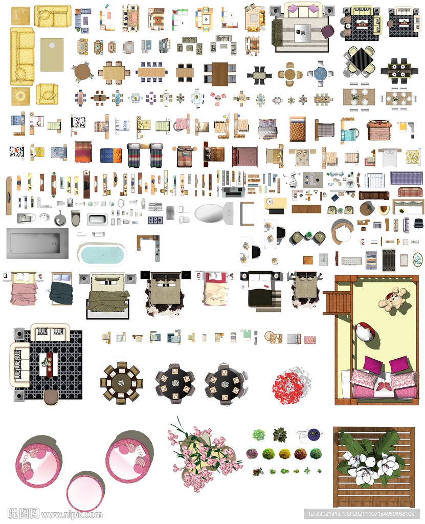 平面图块高清彩平素材PSD