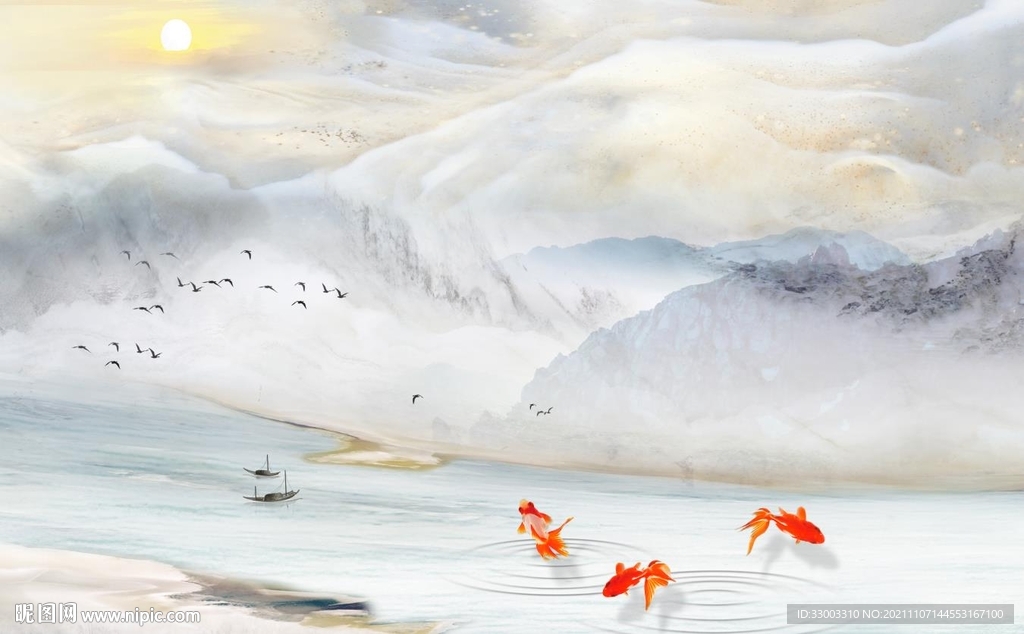 新中式山水背景墙