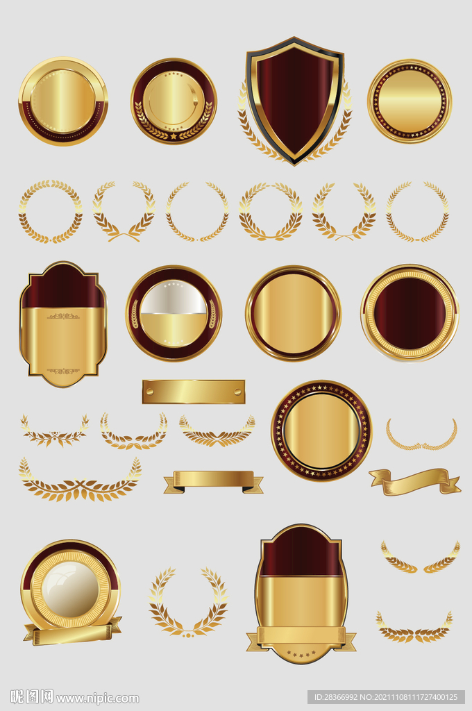 AI矢量欧式金色花纹标签