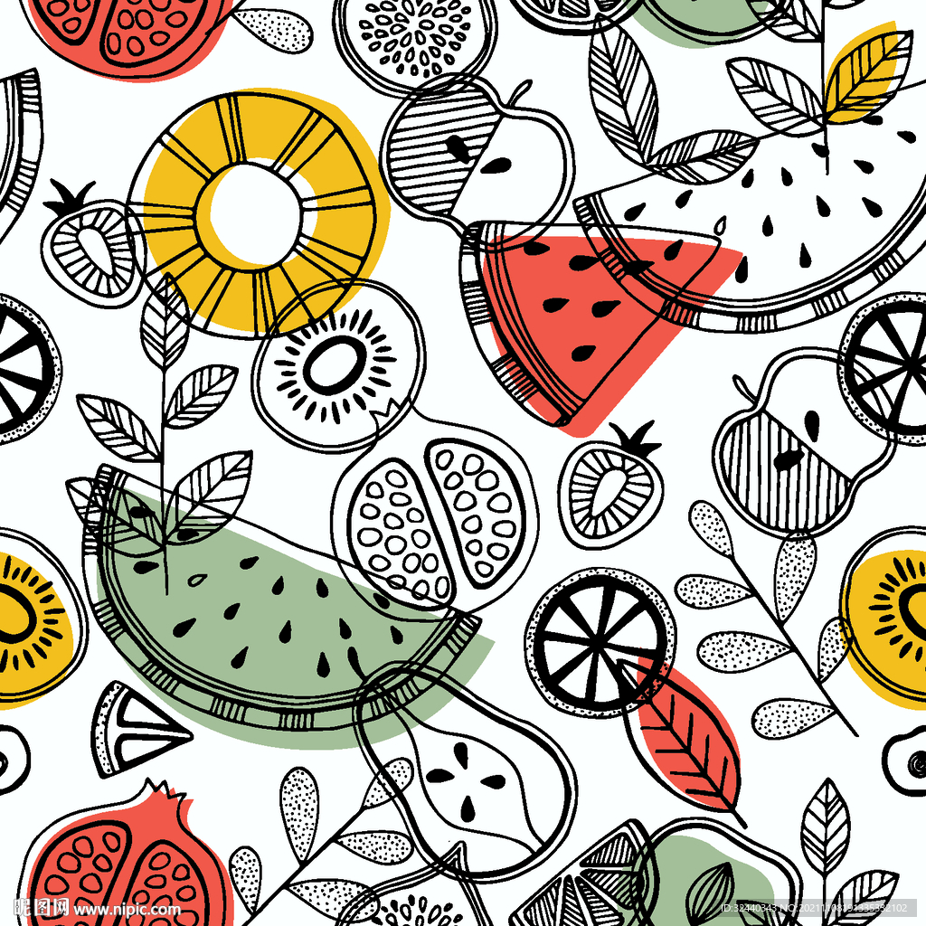 大牌 线条花  水果花