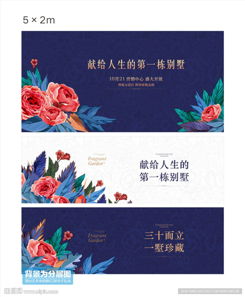 玫瑰花树叶现代插画