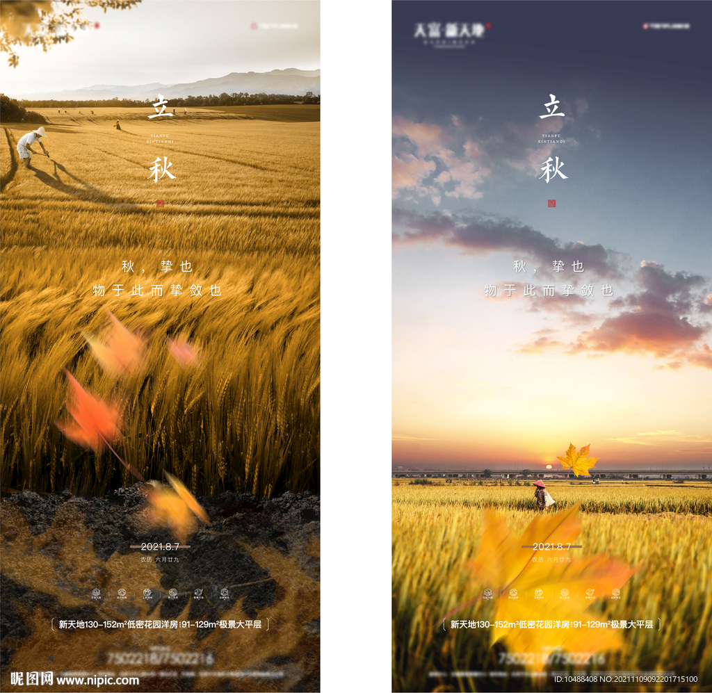地产微信海报传统节气立秋
