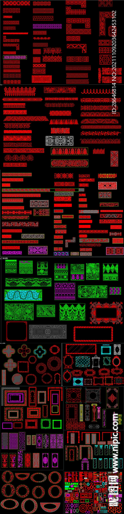 欧式花纹雕花CAD图库