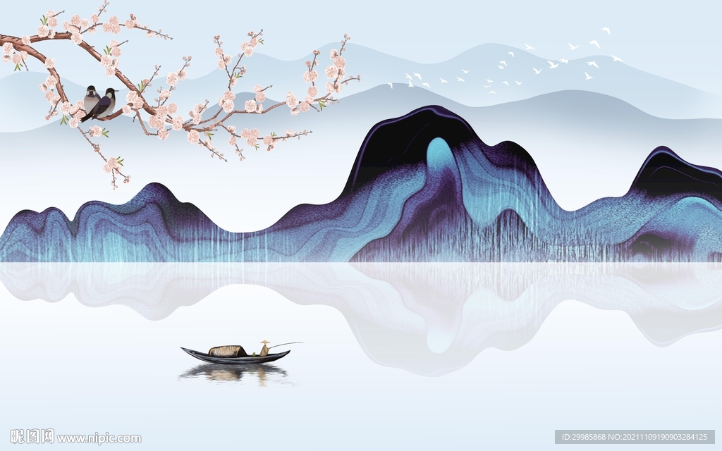 高雅 高端山水墙画 TIF分层