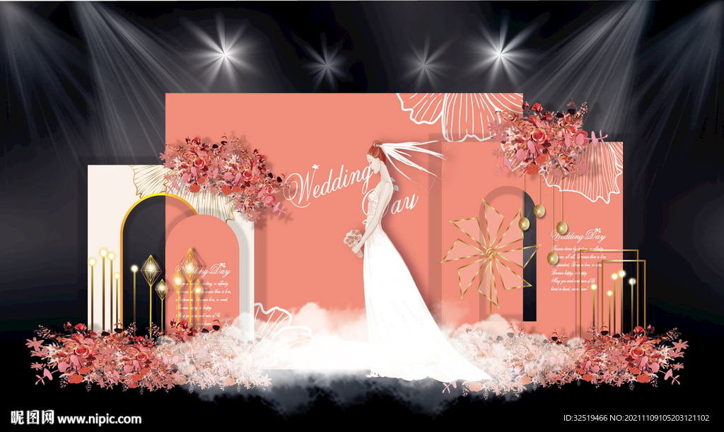 焦红珊瑚婚礼韩式婚礼效果图