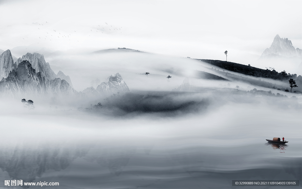 大气高清山水墙画 TIF分层