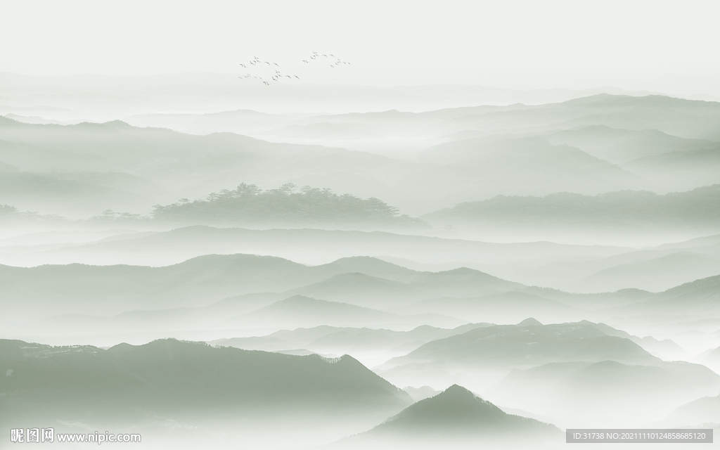 中式水墨山水背景墙