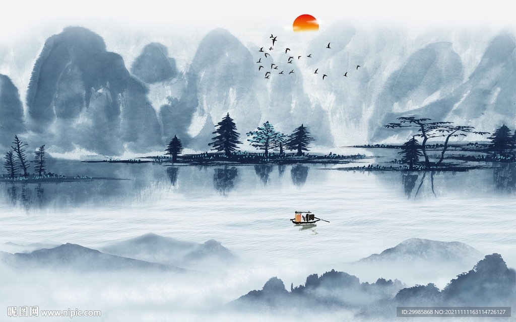 大气 简约山水墙画 TIF分层