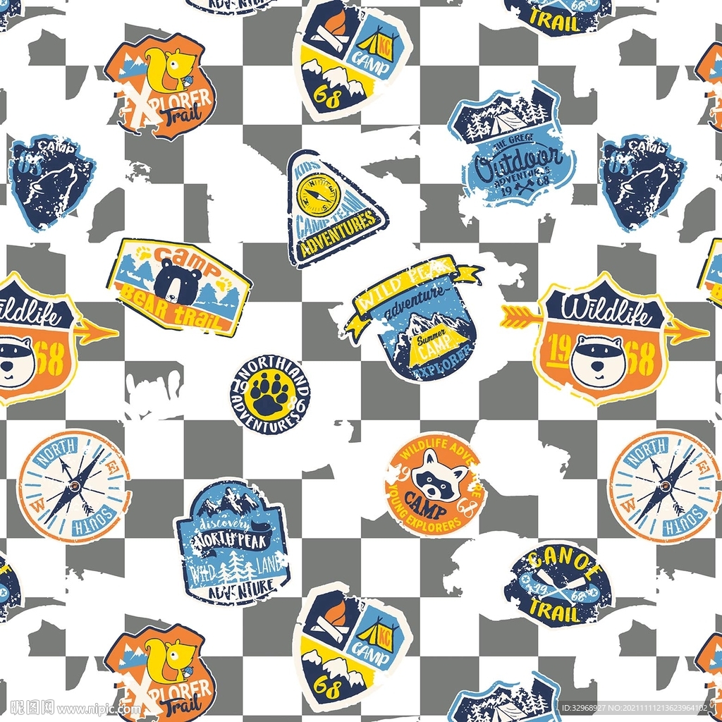 卡通 小熊 格子