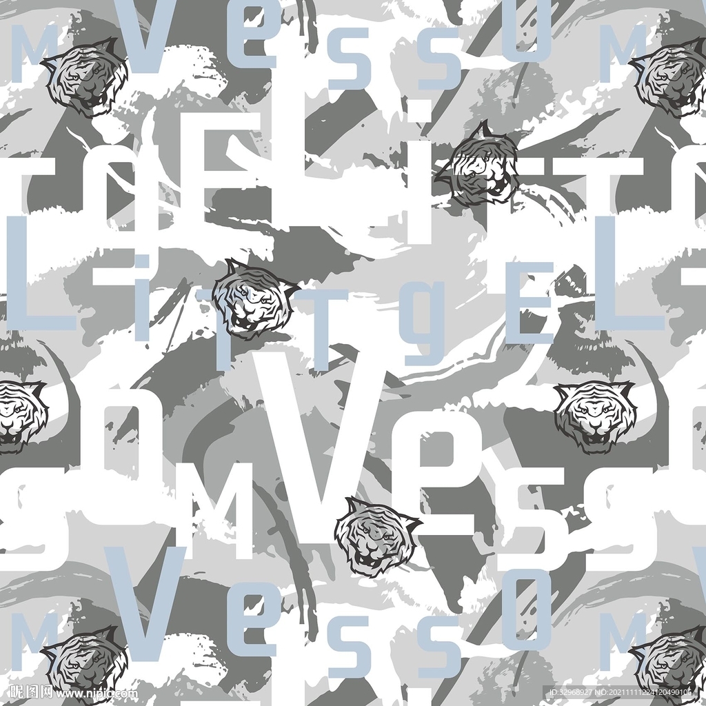 虎头 字母 迷彩