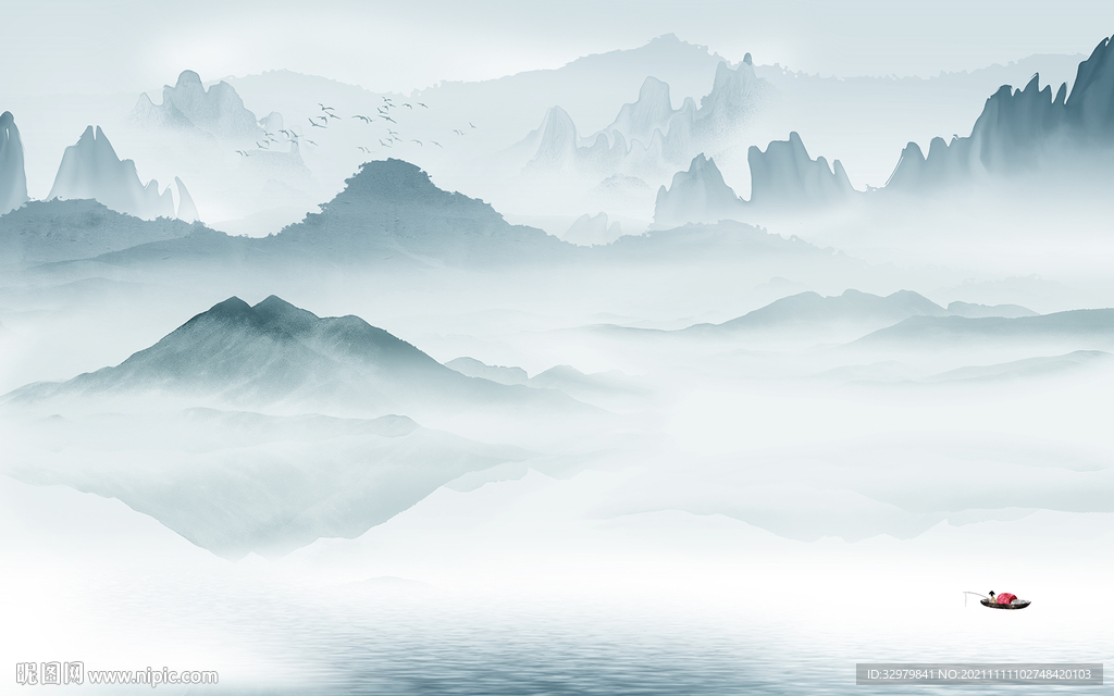 中国风最新客厅山水 TIF分层