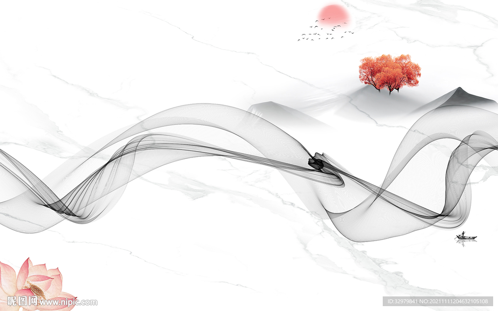 新中式最新客厅山水 TIF分层