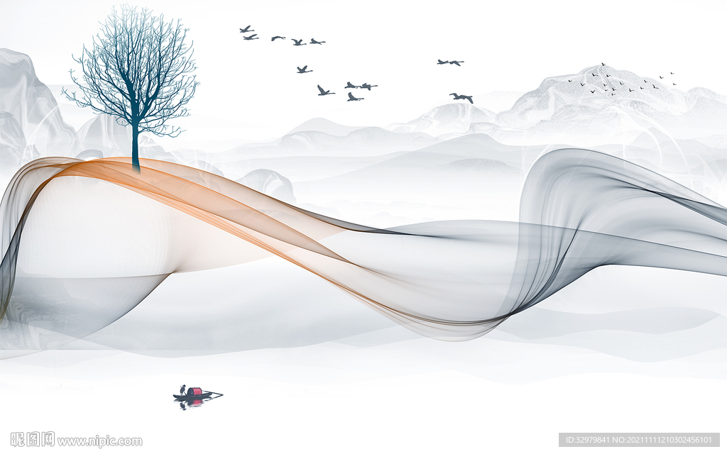 人气最新客厅山水 TIF分层