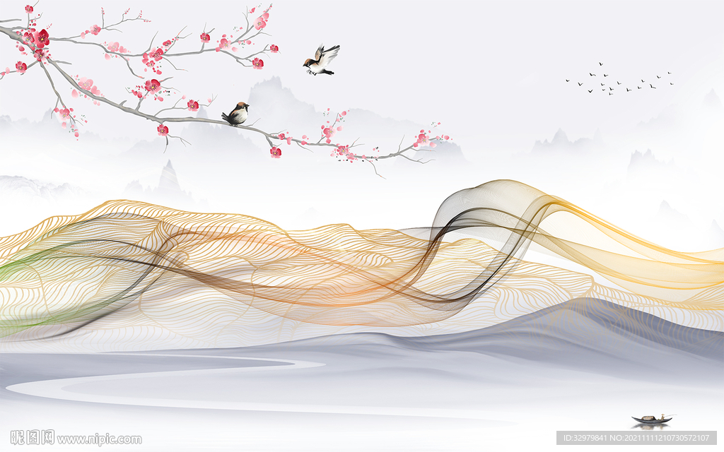 花鸟最新客厅山水 TIF分层