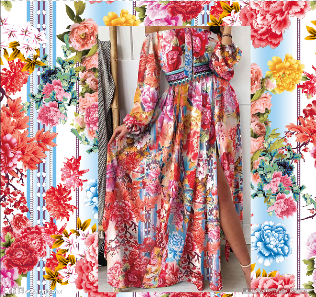 大牌 手绘花 民族风 乱花 