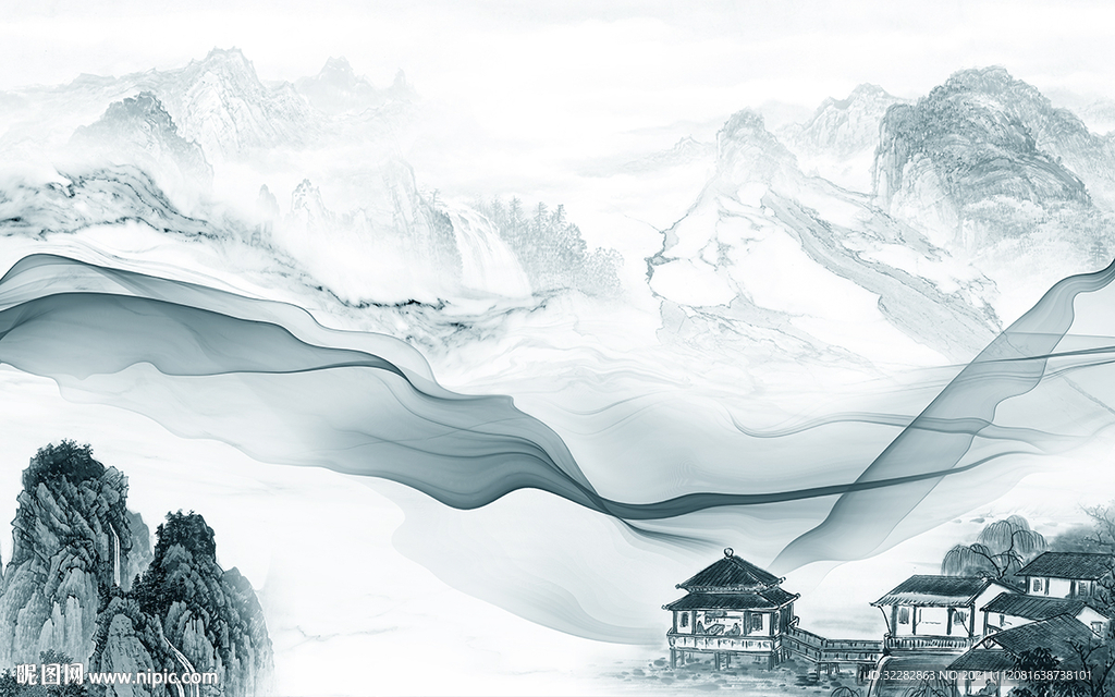 简约意境风景山水 TIF分层