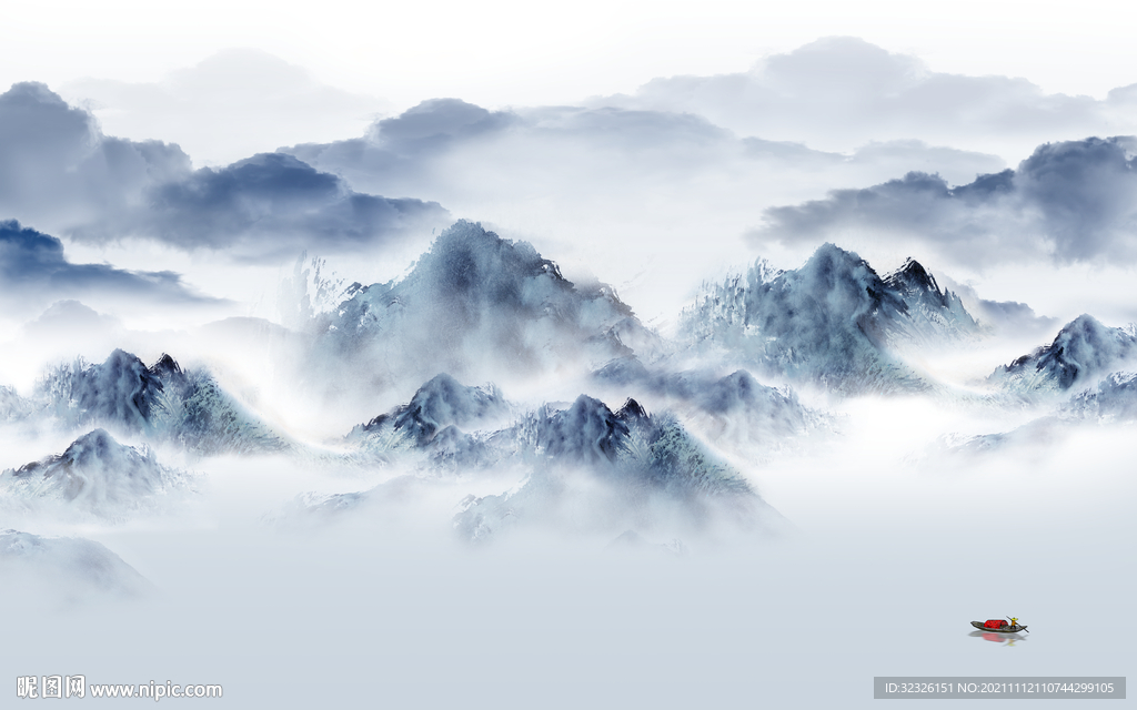 最新客厅山水背景 tif分层