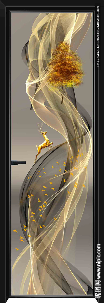 高清分层透明底平开门玻璃打印图