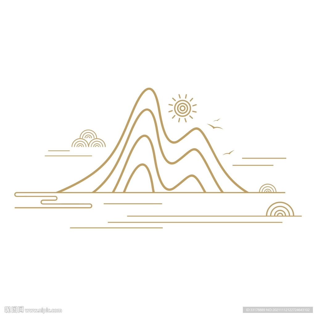 矢量中国风创意古典山纹云纹水纹