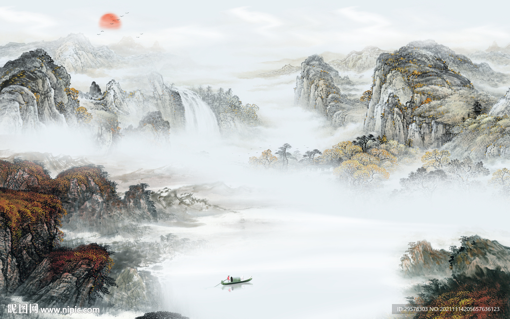 爆款风景山水墙画 TIF分层