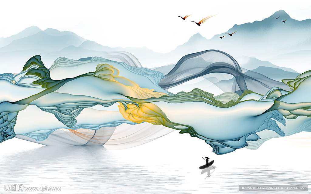 爆款 新山水背景画 tif分层