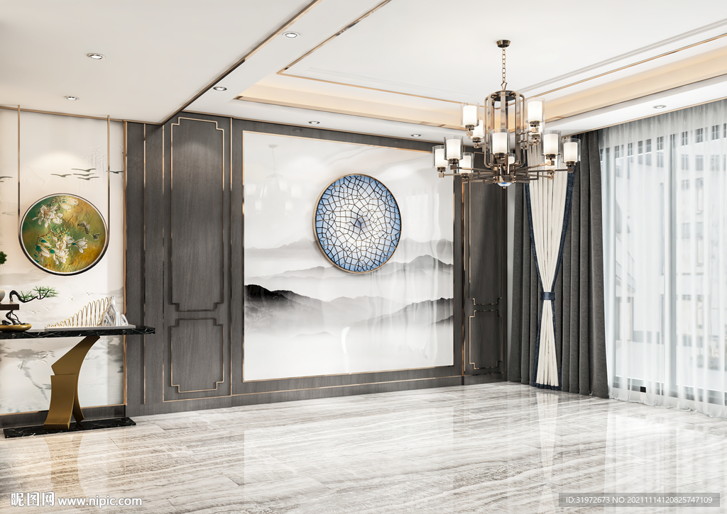 新中式客厅沙发场景家具空景