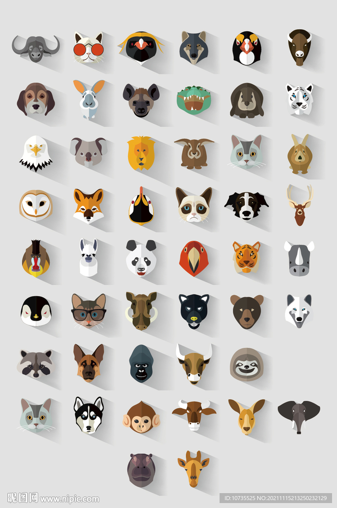 矢量动物头像元素