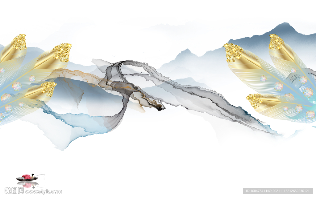 最新山水背景 TIF分层文件