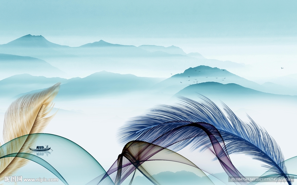 意境 山水背景 TIF分层文件