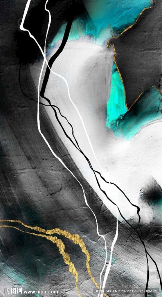 现代抽象水墨油画风景玄关装饰画