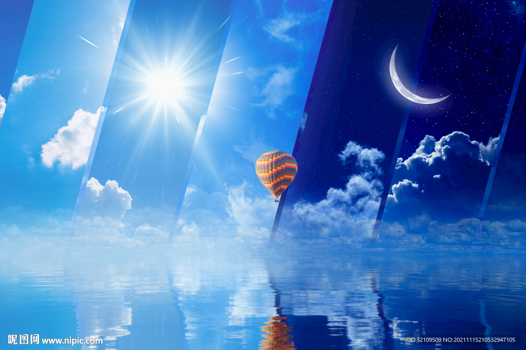 热气球镜面海报