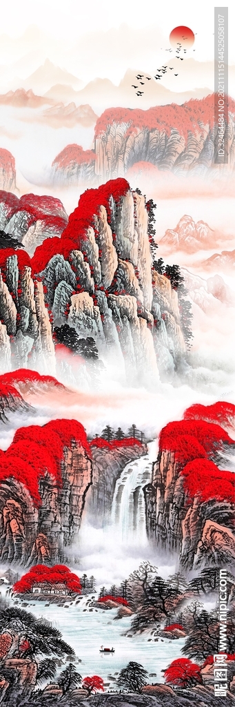 别墅山水玄关画