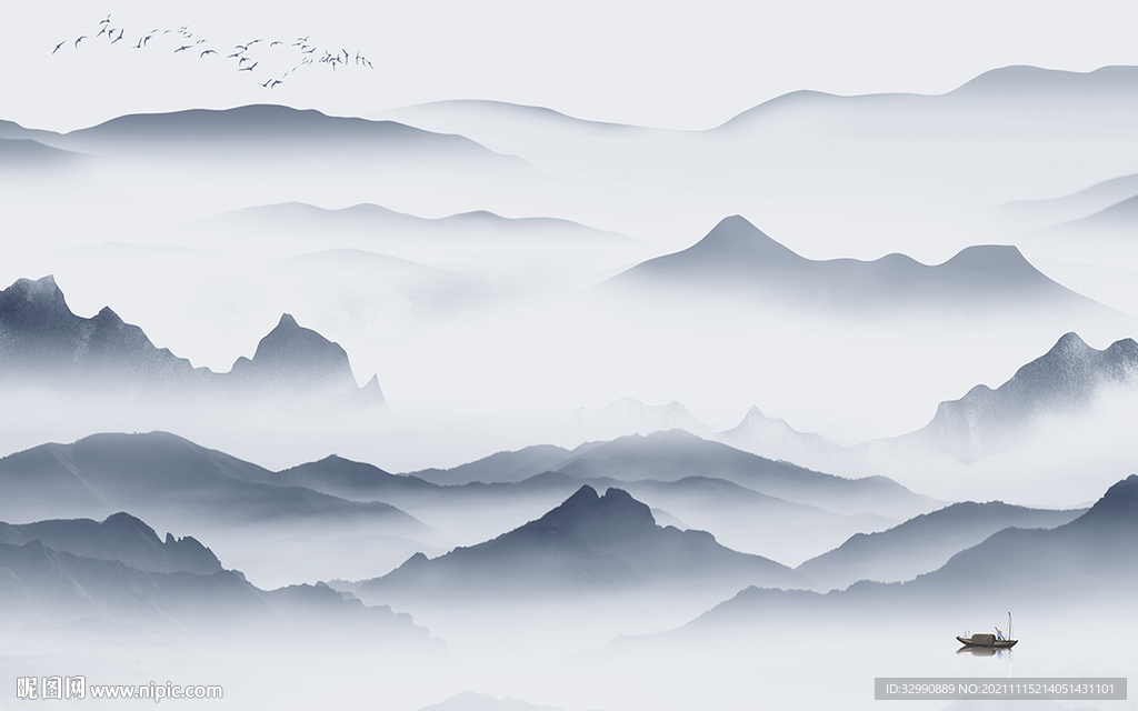 高档风景山水墙画 TIF分层