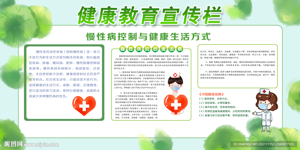 绿色简约健康教育知识宣传栏