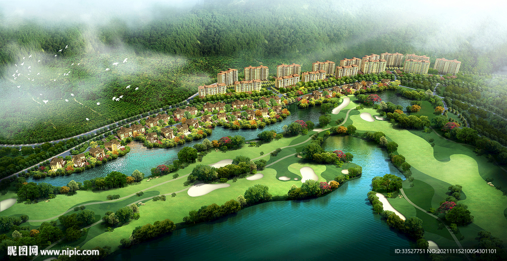高尔夫度假酒店鸟瞰图