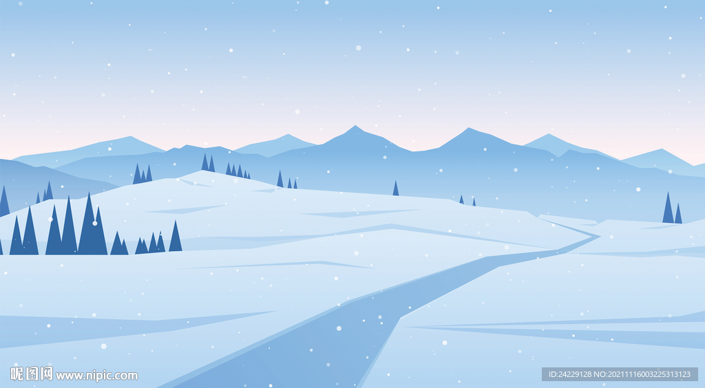 雪景插画 风景画